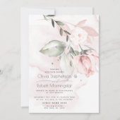 Bruiloft | Woodland Blush Pink Rose Invitation Kaart (Voorkant)