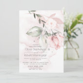 Bruiloft | Woodland Blush Pink Rose Invitation Kaart (Staand voorkant)
