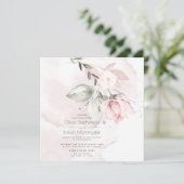 bruiloft | Woodland Blush Pink Rose Kaart (Staand voorkant)