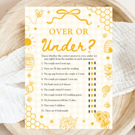 Bruiloft Yellow Honey Bee Over of Under Spel Kaart