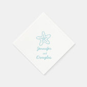 Bruiloft zee ster aqua blauw wit papier servet (Hoek)