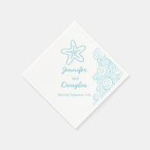 Bruiloft zee ster werveling aqua wit papier servet (Hoek)