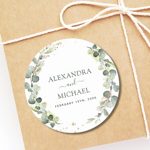 Bruiloft zeehond Eucalyptus groen succulent Ronde Sticker