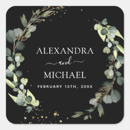 Bruiloft zeehond Eucalyptus groen succulent Vierkante Sticker