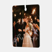 Bruiloft Zijn geloften Foto Keepsake Metalen Ornament (Voorkant links)