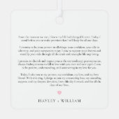 Bruiloft Zijn geloften Foto Keepsake Metalen Ornament (Achterkant)