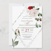 Bruiloft | Zilver Lijst Bleek Blush Waterverf Roze Kaart (Voorkant)