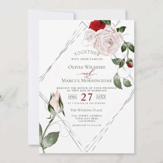 Bruiloft | Zilver Lijst Bleek Blush Waterverf Roze Kaart (Voorkant)