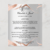 Bruiloft zilver roos goud marmer menu programma (Voorkant)