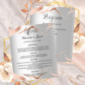 Bruiloft zilver roos goud marmer menu programma