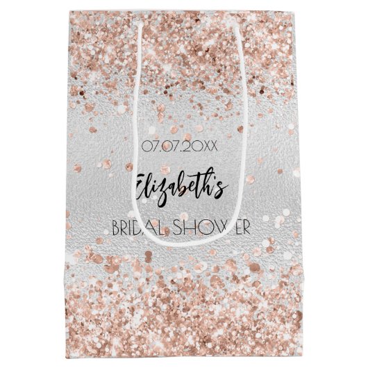 Bruiloft zilver roze goud naam medium cadeauzakje (Achterkant)