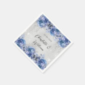 Bruiloft zilveren blauwe bloemen servet (Hoek)