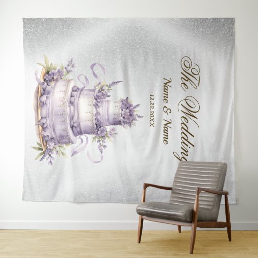 Bruiloft Zilveren Glitter Sparkle Elegant Wandkleed (In Situ (horizontaal))