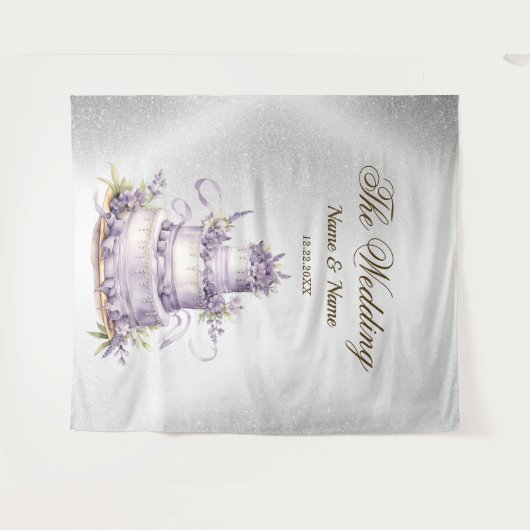 Bruiloft Zilveren Glitter Sparkle Elegant Wandkleed (Voorkant (horizontaal))