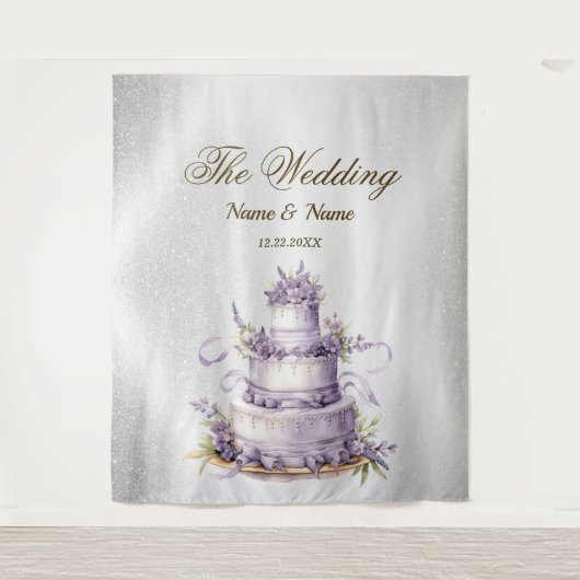 Bruiloft Zilveren Glitter Sparkle Elegant Wandkleed (Voorkant)