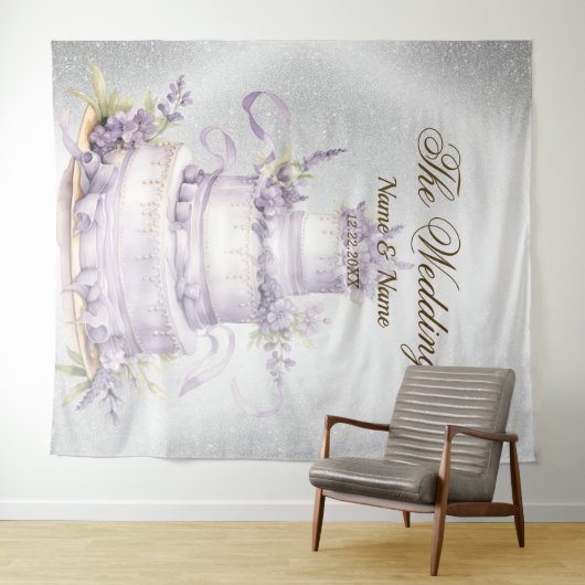 Bruiloft Zilveren Glitter Sparkle Elegant Wandkleed (In Situ (horizontaal))