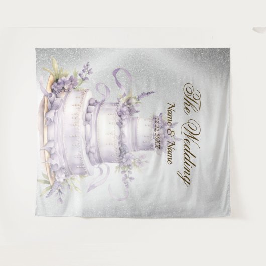 Bruiloft Zilveren Glitter Sparkle Elegant Wandkleed (Voorkant (horizontaal))