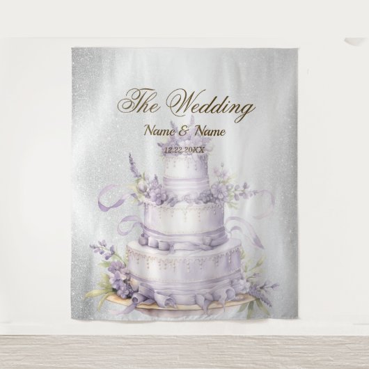 Bruiloft Zilveren Glitter Sparkle Elegant Wandkleed (Voorkant)