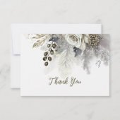 Bruiloft Zilveren Gouden Witte Rozen Bloemen Bedankkaart (Voorkant)