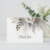Bruiloft Zilveren Gouden Witte Rozen Bloemen Bedankkaart (Staand voorkant)