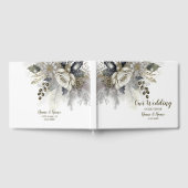 Bruiloft Zilveren Gouden Witte Rozen Bloemen Gastenboek (Volledig)