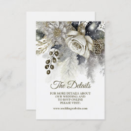 Bruiloft Zilveren Gouden Witte Rozen Bloemen Informatiekaartje