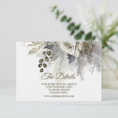 Bruiloft Zilveren Gouden Witte Rozen Bloemen Informatiekaartje (Staand voorkant)