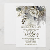 Bruiloft Zilveren Gouden Witte Rozen Bloemen Kaart (Voorkant / Achterkant)