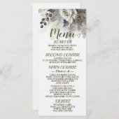 Bruiloft Zilveren Gouden Witte Rozen Bloemen Menu (Voorkant / Achterkant)