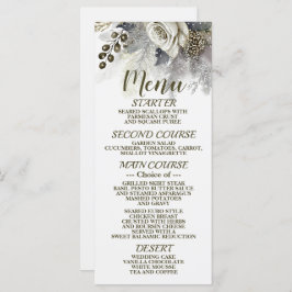 Bruiloft Zilveren Gouden Witte Rozen Bloemen Menu