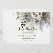 Bruiloft Zilveren Gouden Witte Rozen Bloemen Save The Date (Voorkant / Achterkant)