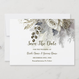 Bruiloft Zilveren Gouden Witte Rozen Bloemen Save The Date
