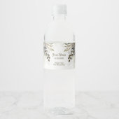 Bruiloft Zilveren Gouden Witte Rozen Bloemen Waterfles Etiket (Voorkant)