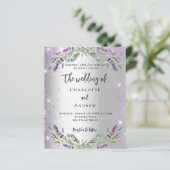 Bruiloft zilveren lavendel QR RSVP budget uitnodig (Staand voorkant)