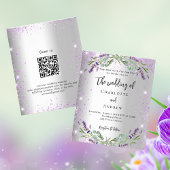 Bruiloft zilveren lavendel QR RSVP budget uitnodig Flyer
