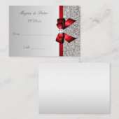 Bruiloft Zilveren Sequin Rode Bow Zitplaatsen Kaar Plaatskaartje (Voorkant / Achterkant)
