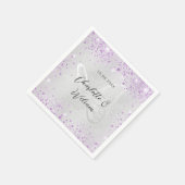 Bruiloft zilveren violette glinstert vlinder servet (Hoek)