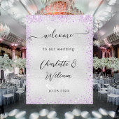 Bruiloft zilveren violette vlinders welkom poster