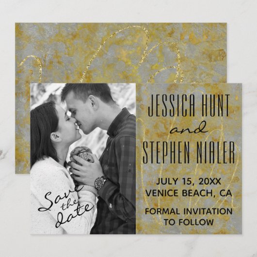 Bruiloft Zilveren voering Save The Date (Voorkant / Achterkant)