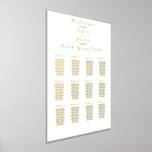 Bruiloft zitgrafiek 12 Tafels Echte Gouden Folie Folie Afdrukken (Laagn)