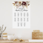 Bruiloft zitgrafiek 13 tafels, bourgondische pioen poster (Keuken)