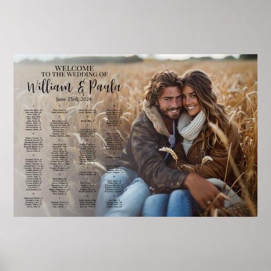 Bruiloft zitgrafiek met foto alfabetisch poster (Voorkant)