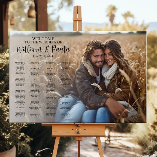 Bruiloft zitgrafiek met foto alfabetisch poster
