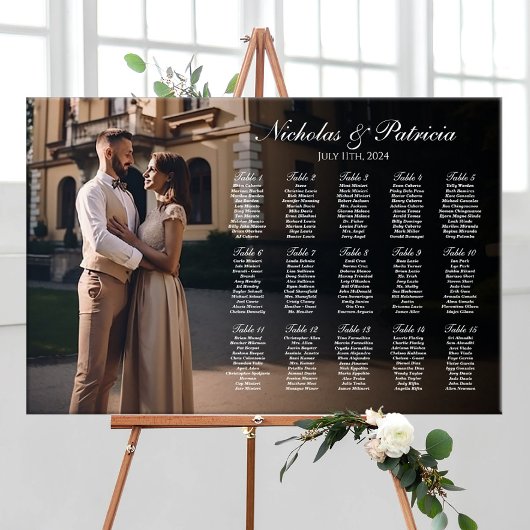 Bruiloft zitgrafiek met foto elegant modern poster