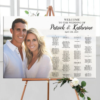 Bruiloft zitgrafiek met foto elegant plan canvas afdruk