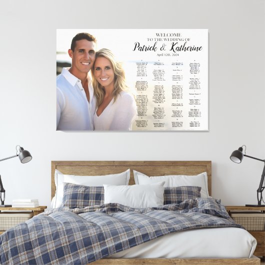 Bruiloft zitgrafiek met foto elegant plan canvas afdruk (Insitu (Slaapkamer))