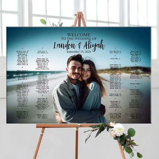 Bruiloft zitgrafiek met foto modern elegant poster