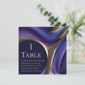 Bruiloft zitgrafiek- Modern blauw Paarse goud- Kaart (Staand voorkant)