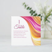 Bruiloft zitgrafiek- Modern-Roze Sinaasappel- Geel Kaart (Staand voorkant)