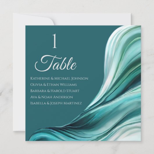 Bruiloft zitgrafiek- Modern Smaragd Groen- Kaart (Voorkant)